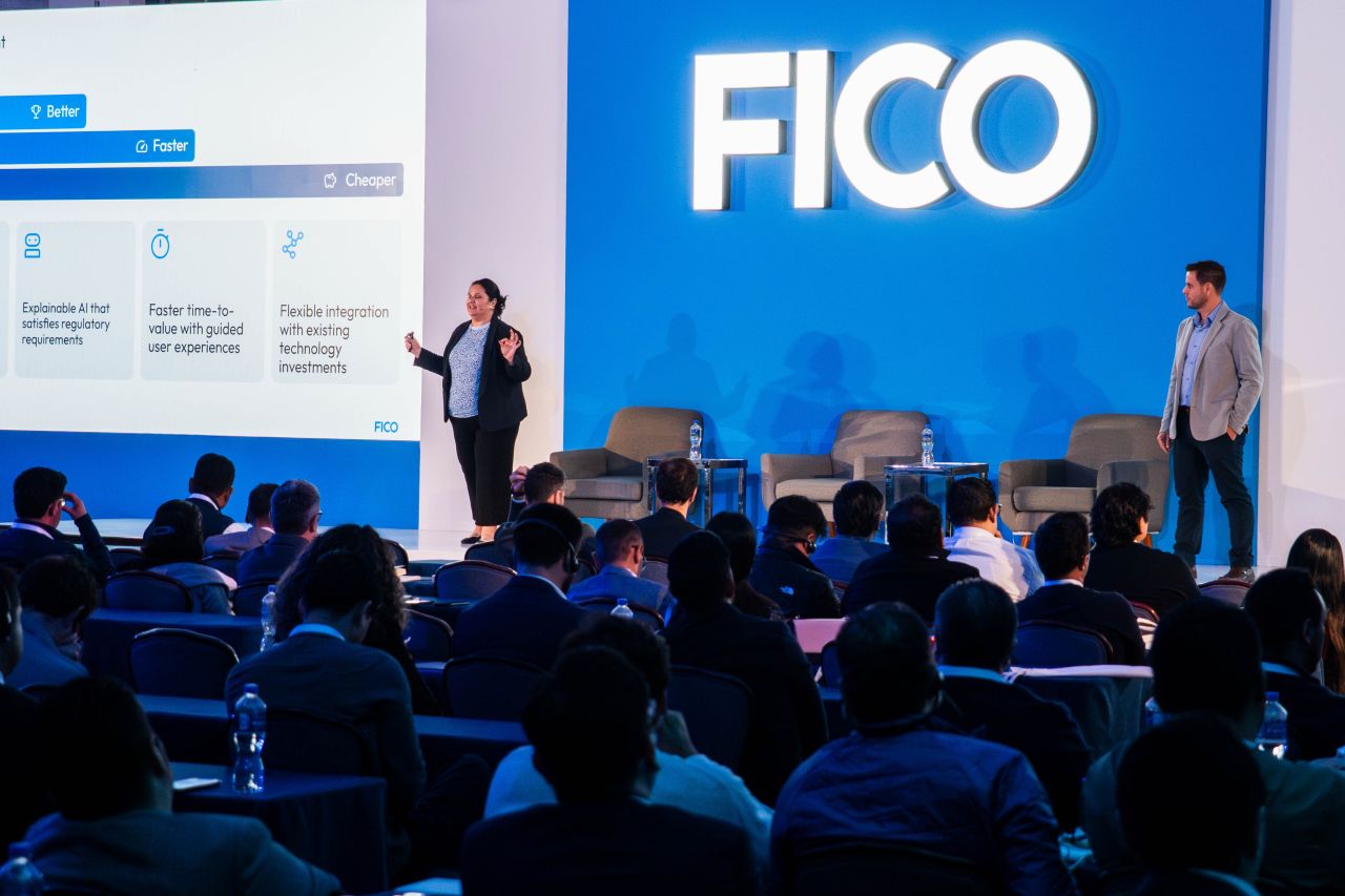 A joint presentation on the FICO Forum stage in Mexico